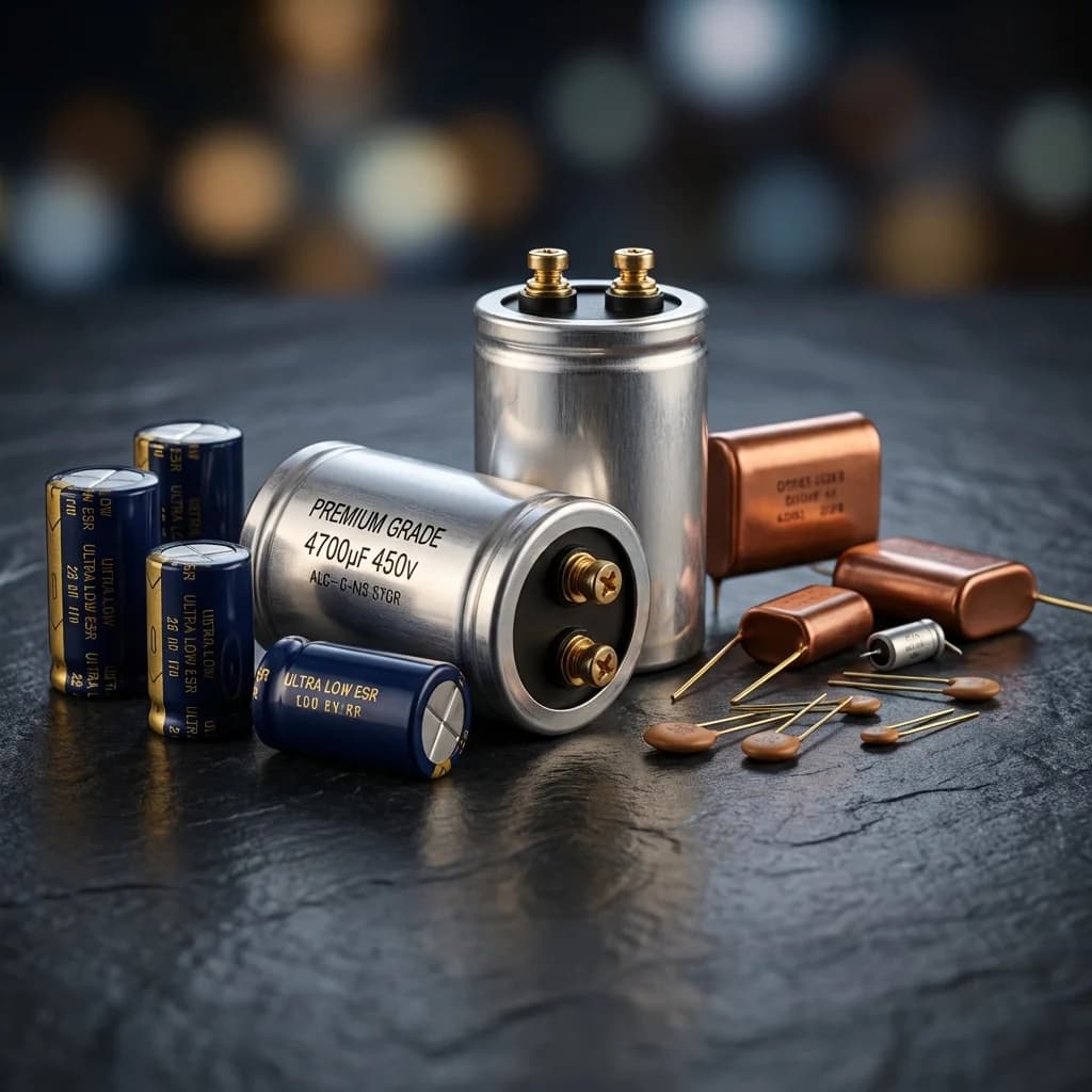 Premium capacitors showcase - electrolytic, film, ceramic and specialty components